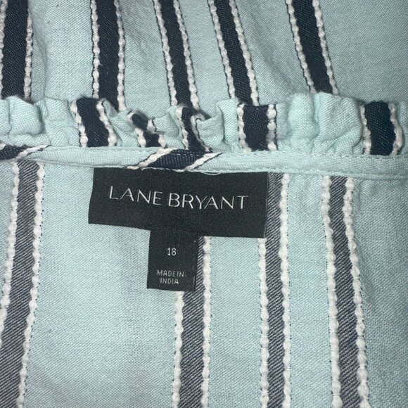 Lane Bryant Coastal Blue Stripe, Ruffle, Sleeveless Top (Size 18...like 2XL) - Picture 4 of 6